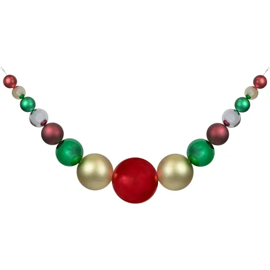 Northlight 6' Shiny and Matte Traditional Colors Shatterproof Ball Christmas Swag Multi {1}