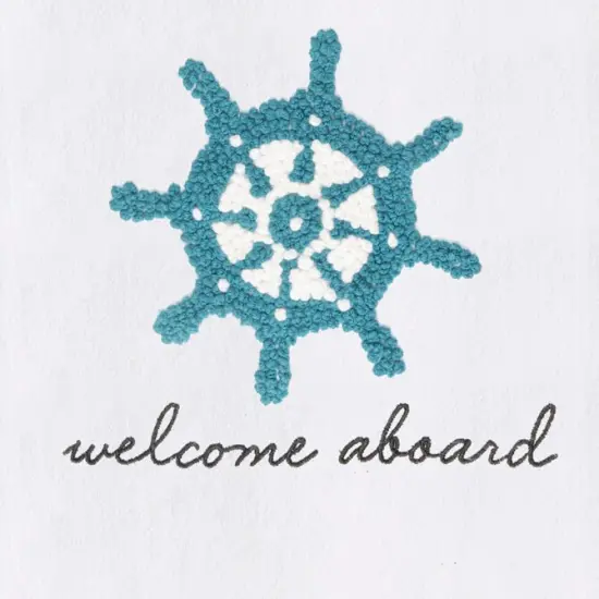 Ships Wheel French Knot Flour Sack Kitchen Dishtowel {5}