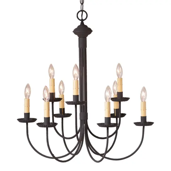 Irvin's Country Tinware 9-Arm Grandview Chandelier with Ecru Sleeves {1}