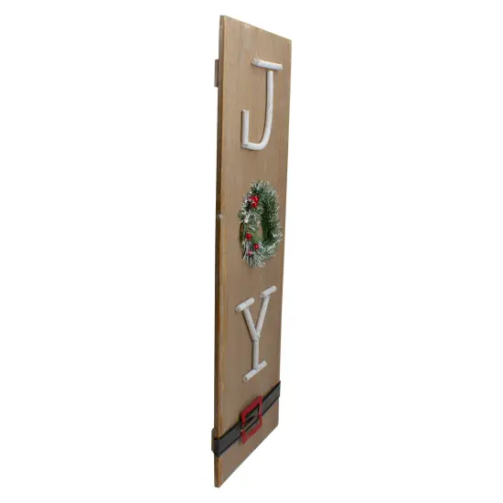 Northlight 23.75" Vertical Beige Wooden Joy Christmas Sign with Santa's Belt {3}