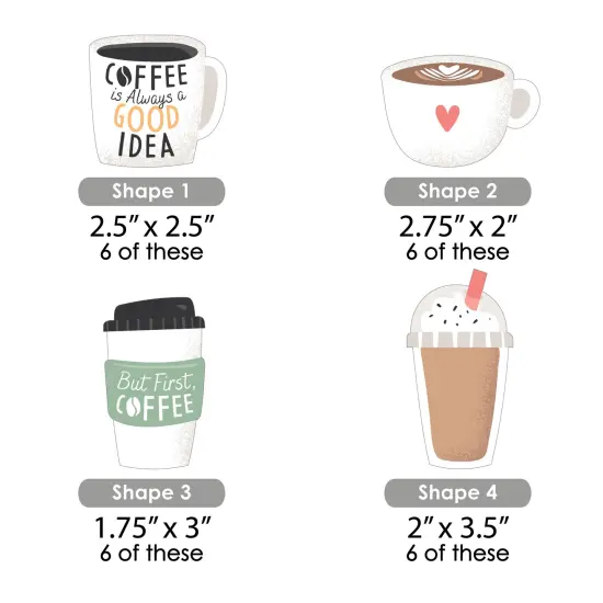 Big Dot of Happiness But First, Coffee - DIY Shaped Cafe Themed Party Cut-Outs - 24 Count {3}