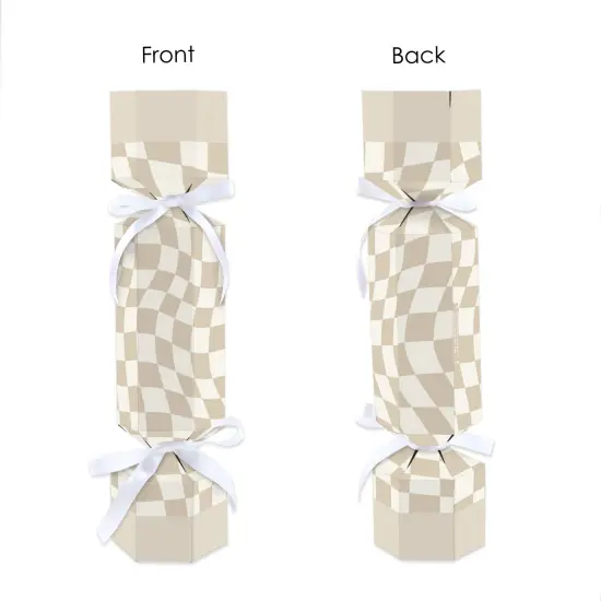 Big Dot of Happiness Tan Checkered Party - No Snap Party Table Favors - DIY Cracker Boxes - Set of 12 {7}