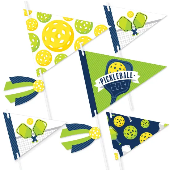 Big Dot of Happiness Let's Rally - Pickleball - Triangle Birthday or Retirement Party Photo Props - Pennant Flag Centerpieces - Set of 20 {1}