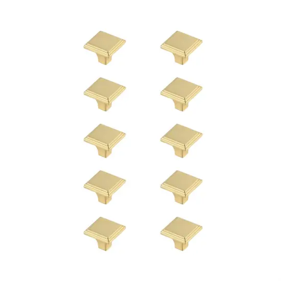 Wilow 1" Brushed Gold Square Knob Multipack (Set of 10) {1}