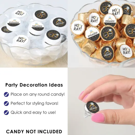 Big Dot of Happiness Just Engaged - Black and White - Engagement Party Small Round Candy Stickers - Party Favor Labels - 324 Count {6}
