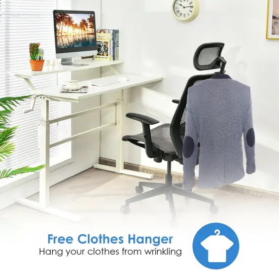 Height Adjustable Ergonomic High Back Mesh Office Chair with Hanger Grey {3}