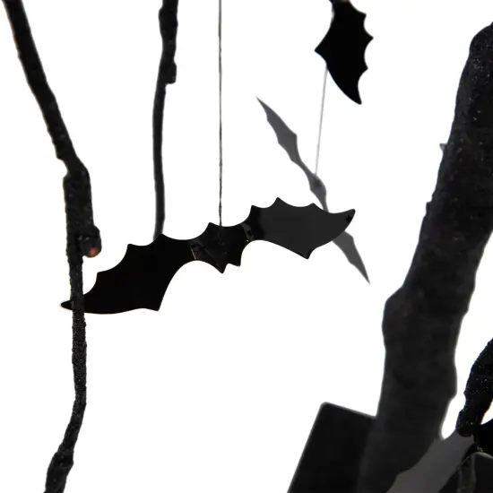 Northlight LED Lighted Glittered Halloween Willow Tree with Bats - 24" - Orange Lights Black {7}