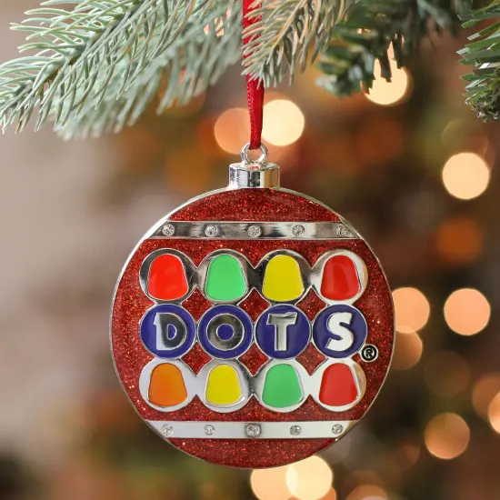 Northlight 3.5" Silver Plated Dots Candy Logo Christmas Ornament with European Crystals Red {5}
