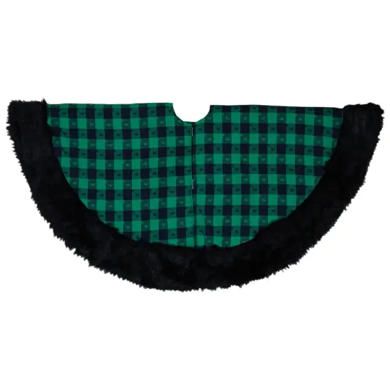 Northlight 48" Green and Black Plaid Christmas Tree Skirt {5}