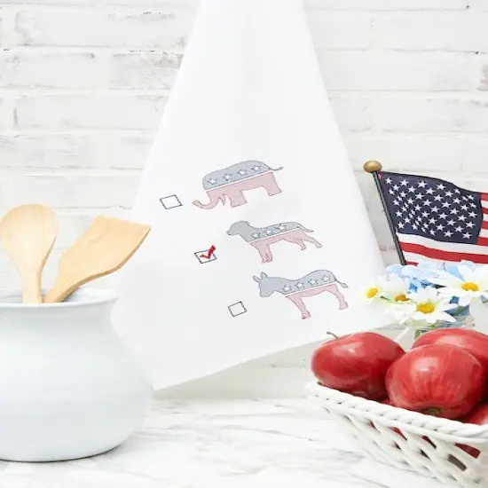 Dog Political Party Flour Sack Embroidered Cotton Kitchen Towel {3}