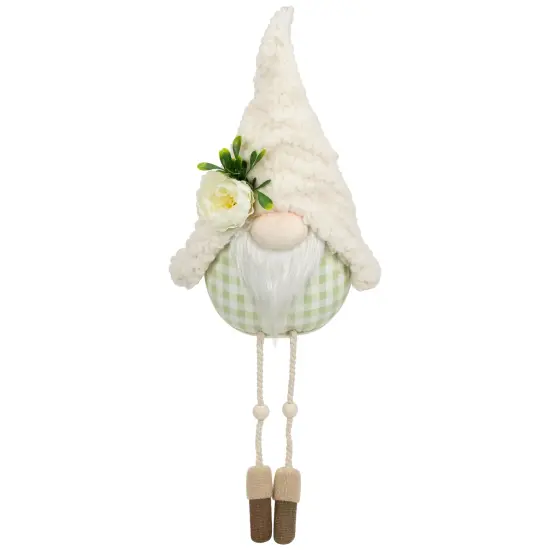 Northlight Plush Sitting Gnome with Dangling Legs Spring Figurine -10.5" Ivory {1}