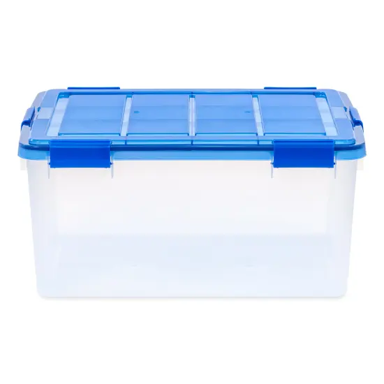 IRIS USA 4Pack 62qt WEATHERPRO Airtight Plastic Storage Bin with Lid and Seal and Secure Latching Buckles {4}