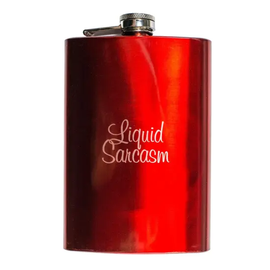 8oz RED Liquid Sarcasm Flask {1}