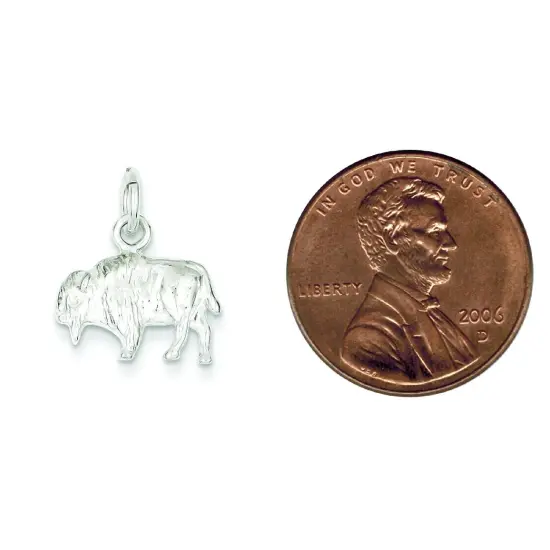 Sterling Silver Buffalo Charm Pendant Bison Jewelry {2}