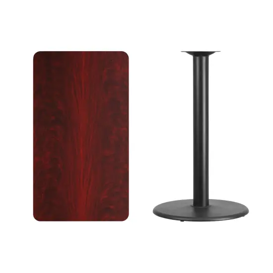 Emma and Oliver 24"x42" Rectangular Laminate Bar Table with 24" Round Base Mahogany {3}