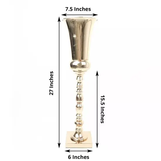 27" GOLD Metal Trumpet Wedding VASES Party {5}