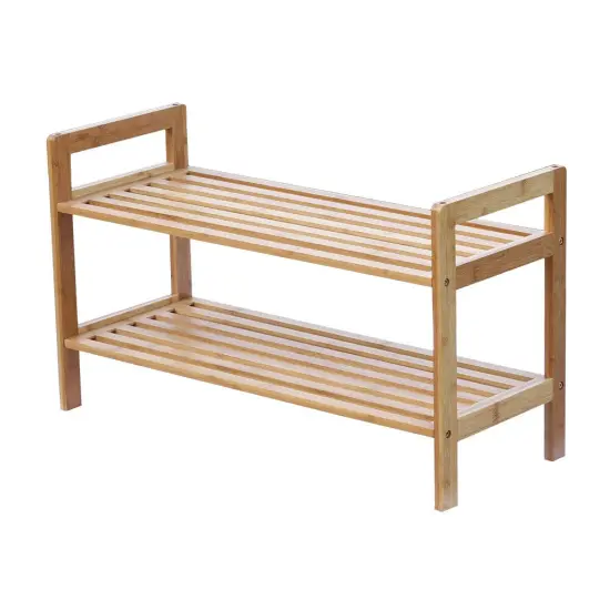 Oceanstar 2 Tier Bamboo Shoe Rack, Square Brown {1}