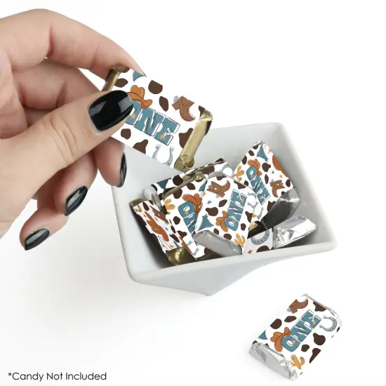 Big Dot of Happiness My First Rodeo - Mini Candy Bar Wrapper Stickers - Little Cowboy 1st Birthday Party Small Favors - 40 Count {3}