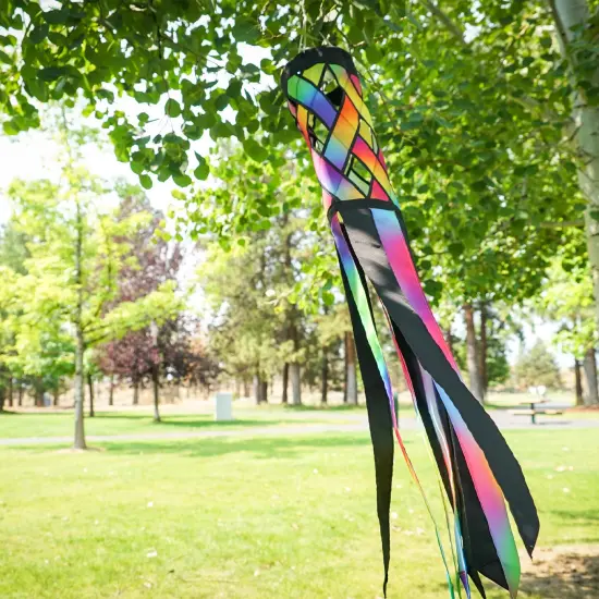 In the Breeze 5215 &mdash; Jewel Diagonal Weave 40" Windsock &mdash; Colorful Lattice Windsock with Color-Coordinated Tails {2}