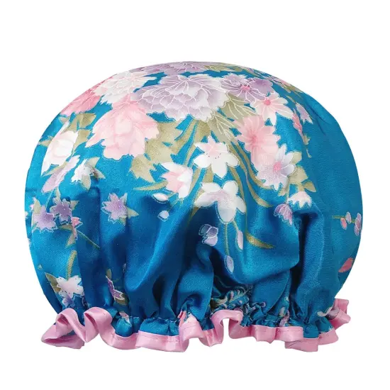 Wrapables Reusable Women's Waterproof Shower Caps for Long Hair Carnations {1}