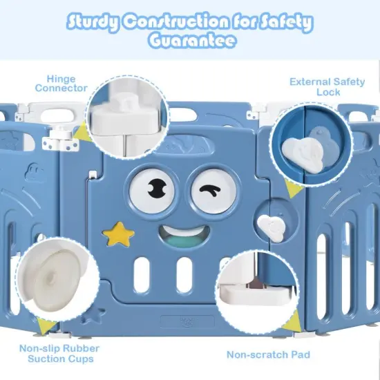 16-Panel Foldable Baby Playpen Kids Activity Centre {6}