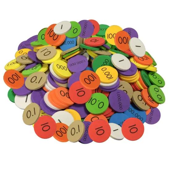 10-Value Decimals to Whole Numbers Place Value Discs, 250 Discs {1}