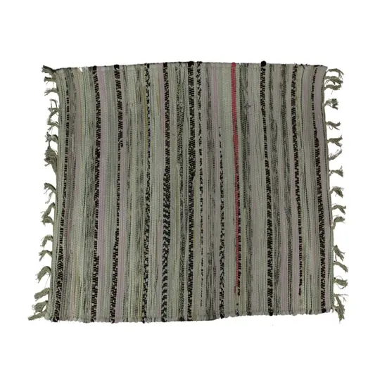 Multicolored Cotton Chindi Rag Fringed Throw Rug {1}