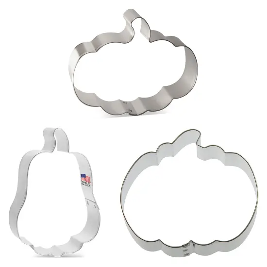 Pumpkin Cookie Cutter 3 Pc Set, CookieCutter.com, Tin Plated Steel, Handmade in the USA {3}