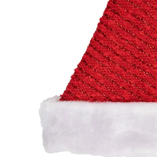 Northlight 17" Red and White Striped Santa Hat With Pom Pom and Cuffed Faux Fur {3}