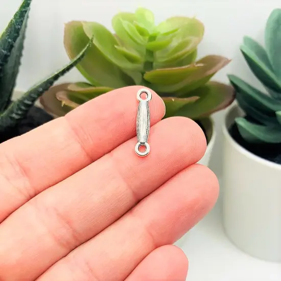 4, 20 or 50 Pieces: Silver Toned 18x3.5mm Decorative Bar Connectors {3}