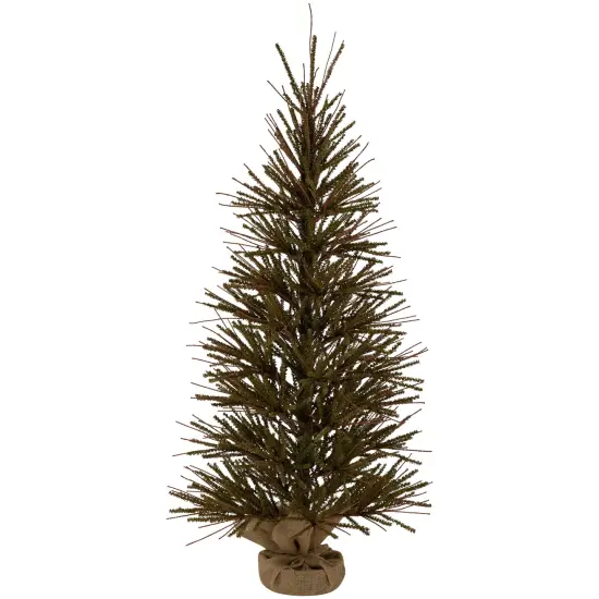 Northlight Medium Warsaw Twig Artificial Christmas Tree with Burlap Base - 4' - Unlit Brown {3}