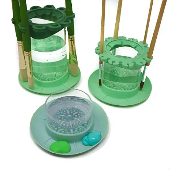 Paint Brush Cleaner Rinse Cup (All-in-One) Fine Art, Studio, Classroom | Brushes Holder & Silicone Cleaning System for Acrylic, Watercolor, and Water-Based Mediums (Mug, Green) {5}