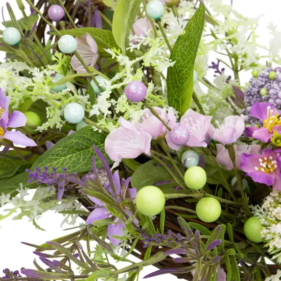 Northlight Allium, Statice and Lavender Half Spring Wreath - 24" - Purple {6}