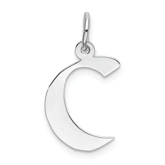 Sterling Silver Medium Artisian Block Initial C Charm Jewerly 21mm x 13mm {1}