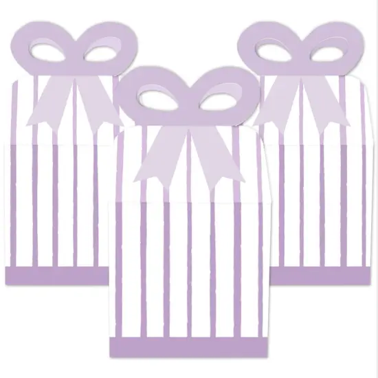 Big Dot of Happiness Purple Stripes - Square Favor Gift Boxes - Simple Party Bow Boxes - Set of 12 {3}