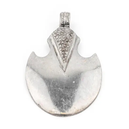 The Bead Chest Silver Half Moon Tuareg Shield Pendant (63x51mm): North African Tribal Berber Moroccan Sahara Pendant for Jewelry {4}