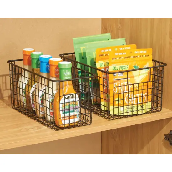 mDesign Metal Wire Food Organizer Basket with Built-In Handles - 12 x 12 x 6 {2}