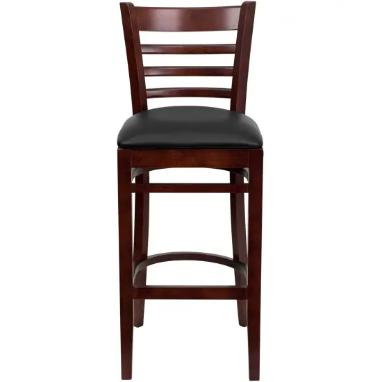 Emma and Oliver Bar Stools |&nbsp;Set of 2 Wood Bar Stools with Back BlackVYL/Mahogany {3}