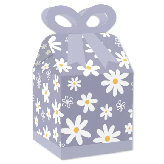 Big Dot of Happiness Purple Daisy Flowers - Square Favor Gift Boxes - Floral Party Bow Boxes - Set of 12 {1}