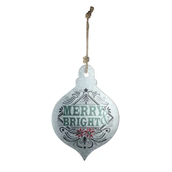 Midwest 20" Silver and Green 'Merry Bright' Onion Christmas Wall Hanging Ornament {1}
