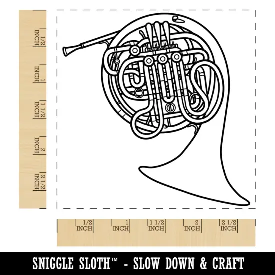 Double French Horn Brass Musical Instrument Square Rubber Stamp for Stamping Crafting {1}
