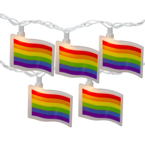 Northlight Pride Rainbow Flag Patio Light Set - 7.5' White Wire - 10ct Multi {3}