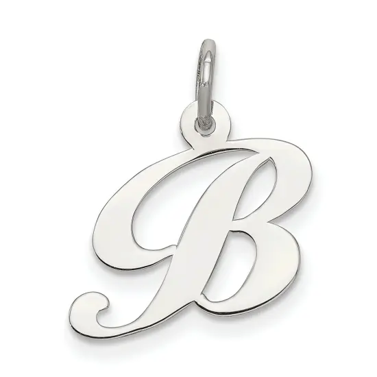 Sterling Silver Small Script Initial Letter B Charm Jewerly 16mm x 15mm {1}