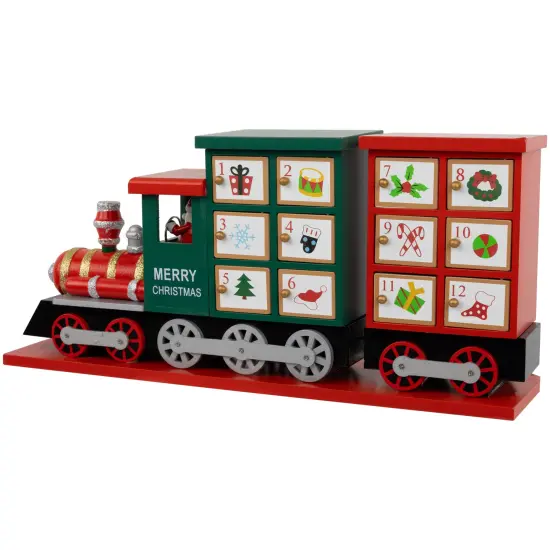 Northlight 16.5" Locomotive Train Wooden Christmas Advent Calendar Red {5}