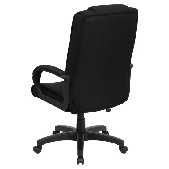 Emma and Oliver High Back Multi-Line Stitch Executive Swivel Office Chair with Arms Black Fabric {4}