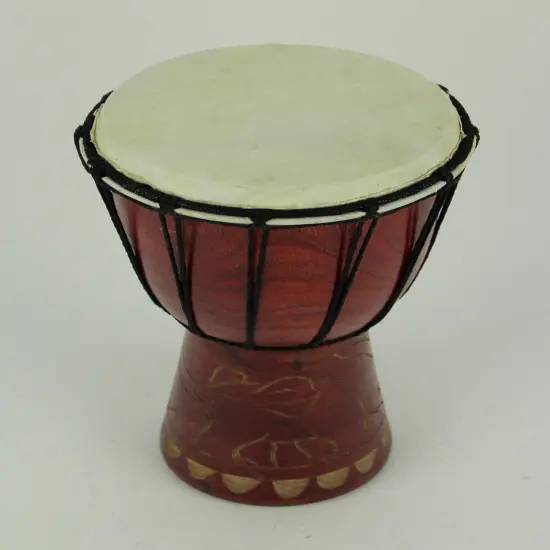 12 Inch Tall Carved Elephant Djembe Drum 6.5 Inch Diameter {3}