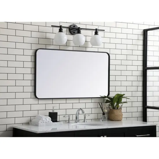 Soft corner metal rectangular mirror 22x40 inch in Black {2}