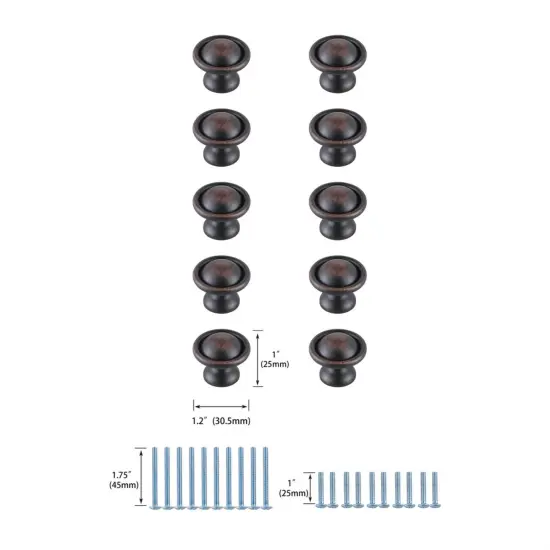 Kadea 1.2" Diameter Oil-rubbed Bronze Mushroom Knob Multipack (Set of 10) {6}