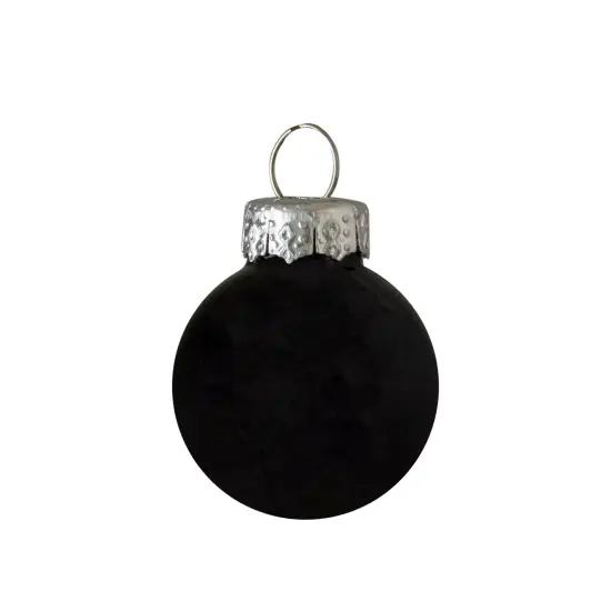 Northlight Shiny and Matte Glass Ball Christmas Ornaments - 1" (25mm) - Black - 24ct {5}
