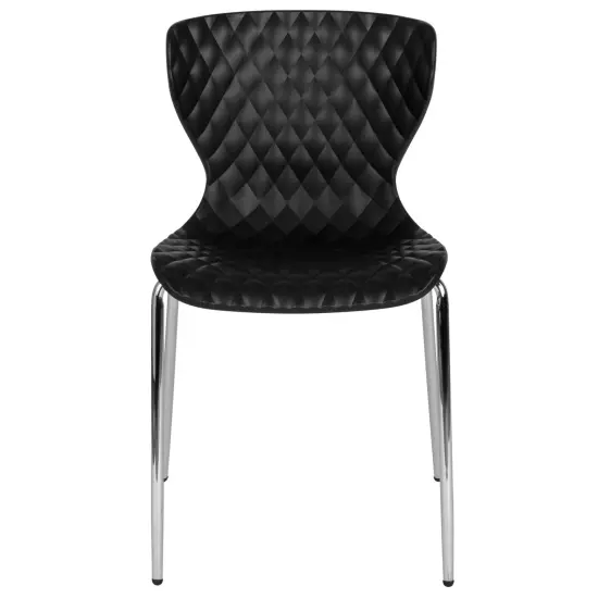 Emma and Oliver 4 Pack Contemporary Design Plastic Stack Chair Black {3}